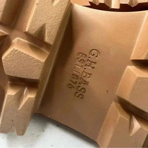 G.H. Bass Platform Lug Nubuck Suede Penny Loafers Sz 8 Camel - Picture 7 of 12